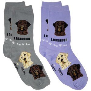 Labrador Retriever Lab Dog Puppy 2 Pairs Women's Foozys Canine Socks Cute Animal
